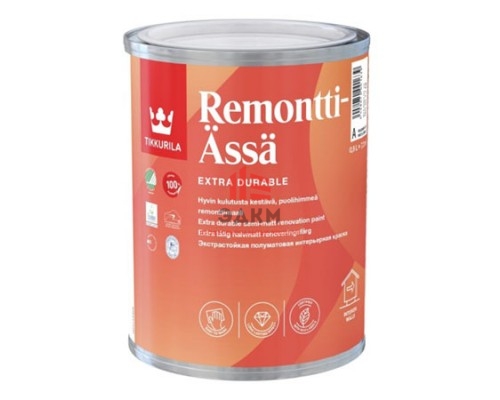 Tikkurila Remontti Assa / Тиккурила Ремонтти Ясся полуматовая краска для стен и потолков 0,9 л