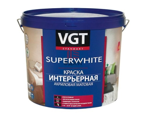 VGT SUPERWHITE / ВГТ ВД-АК-2180 краска интерьерная для стен и потолков 3 кг