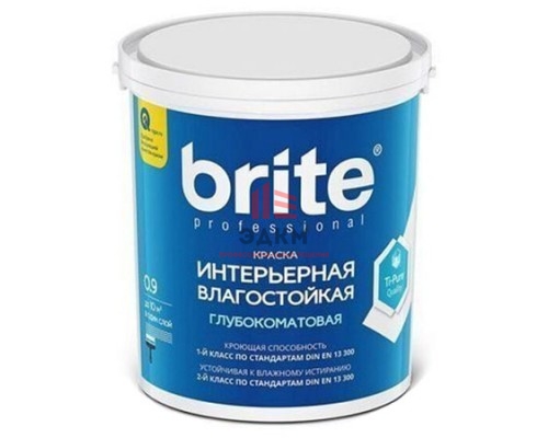 Brite Professional Ti Pure Quality / Брайт моющаяся влагостойкая краска для стен и потолков 0,9 л