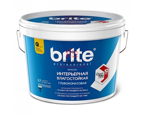 Brite Professional Ti Pure Quality / Брайт моющаяся влагостойкая краска для стен и потолков 2,7 л