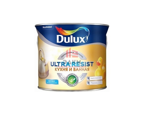 Моющаяся краска для стен Dulux Ultra Resist | Дюлакс Ультра Резист Кухня и Ванная полуматовая 2,5 л