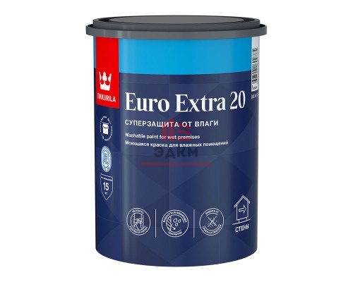 Tikkurila Euro Extra 20 / Тиккурила Евро Экстра 20 полуматовая краска для влажных помещений 0,9 л