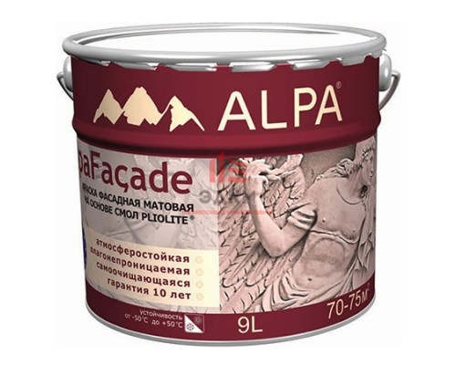 Alpa Facade / Альпафасад всесезонная краска на основе плиолита 9 л