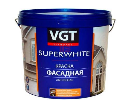 VGT SUPERWHITE / ВГТ ВД-АК-1180 краска фасадная, супербелая 15 кг