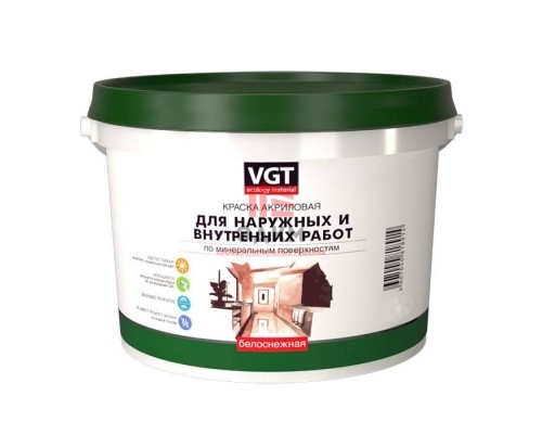 VGT / ВГТ ВД-АК-1180 БЕЛОСНЕЖНАЯ краска для наружных и внутренних работ 7 кг