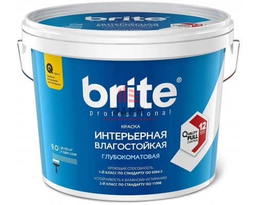 Brite Professional Ti Pure Quality / Брайт профессиональная краска интерьерная супермоющаяся 9 л