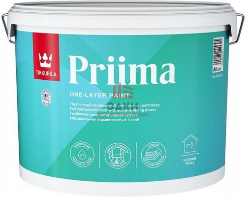 Tikkurila Priima / Тиккурила Прима краска для интерьеров однослойная 9 л