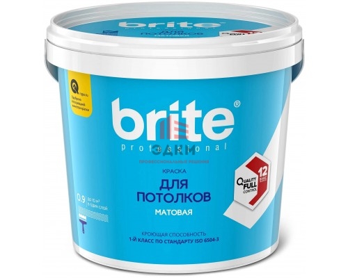 Brite Professional Ti Pure Quality / Брайт профессиональная супербелая краска для потолков 0,9 л