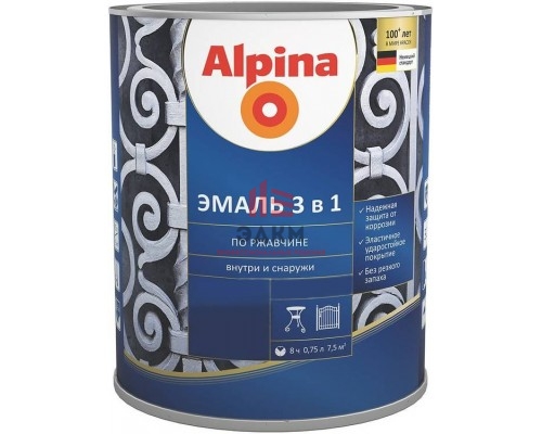 Alpina / Альпина эмаль алкидно уретановая по ржавчине 0,75 л