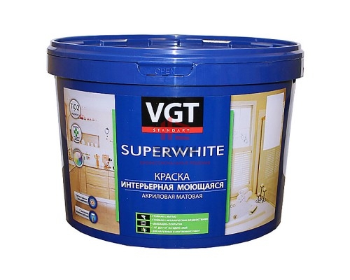 VGT SUPERWHITE / ВГТ ВД-АК-1180 краска интерьерная моющаяся 13 кг