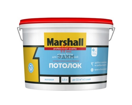 Marshall / Маршал Потолок матовая водно дисперсионная акриловая краска для потолков 2,5 л