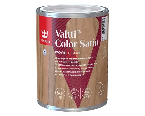 Tikkurila Valtti Color Satin / Тиккурила Валтти Колор Сатин лессирующий антисептик для дерева 0,9 л