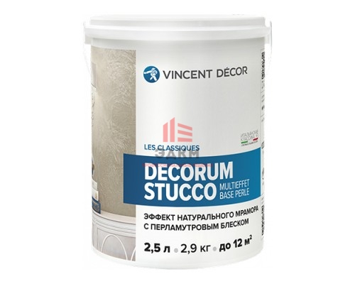 Vincent Decor Decorum Stucco multieffet base Perle / Винсент Декор Декорум Стуко Мульти Эффект 2,5 л