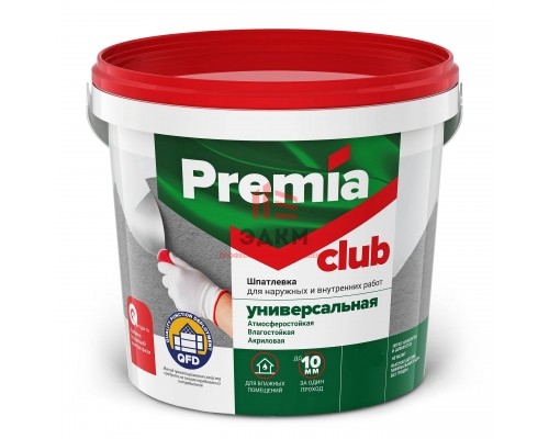 Шпатлевка (шпаклевка) PREMIA CLUB универсальная для наружных и внутренних работ, ведро 3,5 кг