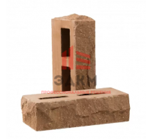 Кирпич облицовочный пустотелый колотый «Дикий камень» тычковый латте