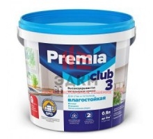 Краска PREMIA CLUB 3 для стен и потолков влагостойкая белая база А, ведро 2,7 л