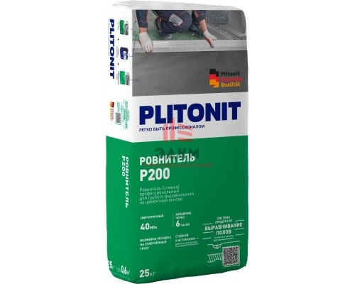 PLITONIT Р200 ровнитель износостойкий, высокопрочный для для грубого выравнивания 25 кг