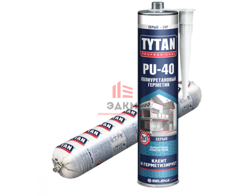 Герметик полиуретановый PU 40, серый, "TYTAN Professional", 600 мл / 26586