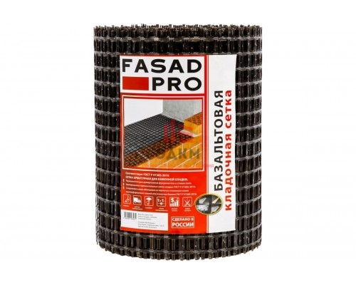 Кладочная базальтовая сетка FasadPro (25x25 мм; 0,36x50 м; 50/50 кН/м)