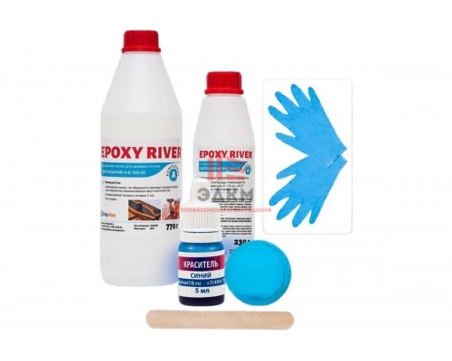 Прозрачная эпоксидная смола Poly max Epoxy River 1 кг + краситель 5 мл