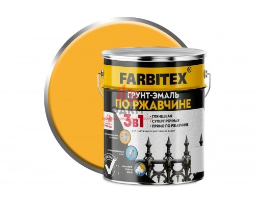 Грунт-эмаль по ржавчине FARBITEX 3в1 FARBITEX желтый (5 кг) 4300013880 Грунт-эмаль по ржавчине FARBITEX 3в1 FARBITEX желтый (5 кг) 4300013880