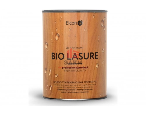 Водоотталкивающая пропитка Elcon Bio Lasure для защиты дерева до 15 лет, антисептик для внутренних и наружных работ (тик; 0.9 л)