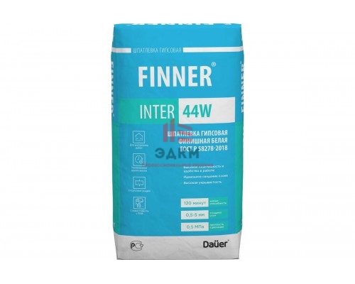 Гипсовая финишная шпатлевка Dauer Finner Inter 44w белая, 20 кг Гипсовая финишная шпатлевка Dauer Finner Inter 44w белая, 20 кг