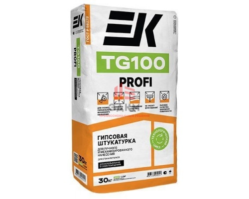 Штукатурка гипсовая легкая машинного и ручного нанесения ЕК TG100 30 кг мешок ЕК Кемикал Штукатурка гипсовая легкая машинного и ручного нанесения ЕК TG100 30 кг мешок ЕК Кемикал