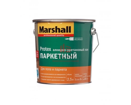 Лак алкидно-уретановый паркетный Marshall Protex бесцветный 2,5 л матовый Лак алкидно-уретановый паркетный Marshall Protex бесцветный 2,5 л матовый