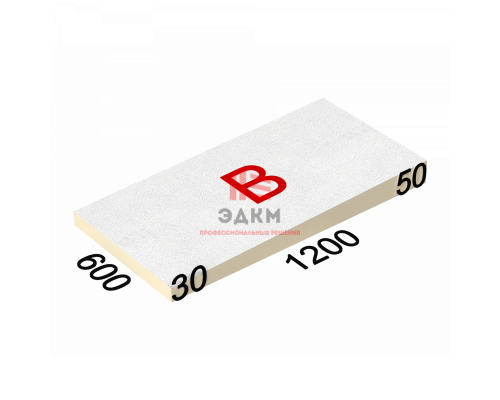 Утеплитель LOGICPIR Slope СХ/СХ 1,7 %, элемент B, 1200х600х30-50 мм