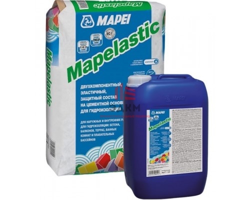 Эластичная двухкомпонентная цементная гидроизоляция Mapelastic