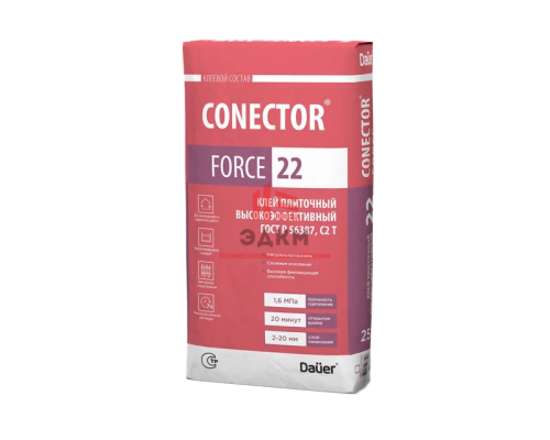 Клей плиточный Dauer CONECTOR FORCE 22 высокоэффективный, 25 кг Клей плиточный Dauer CONECTOR FORCE 22 высокоэффективный, 25 кг
