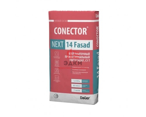 Плиточный профессиональный клей Dauer Conector Next 14 Fasad 25 кг Плиточный профессиональный клей Dauer Conector Next 14 Fasad 25 кг