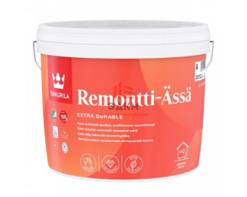 Tikkurila Remontti Assa / Тиккурила Ремонтти Ясся полуматовая краска для стен и потолков 9 л