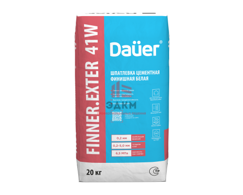 Цементная финишная шпатлевка Dauer Finner 41W белая, 20 кг