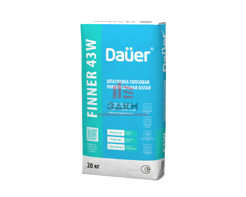Гипсовая выравнивающая шпатлевка Dauer Finner 43w белая 20 кг
