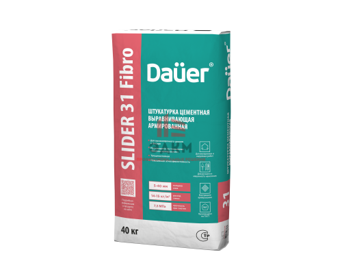 Цементная выравнивающая армированная штукатурка Dauer Slider 31 Fibro 40 кг