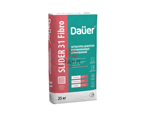 Цементная выравнивающая армированная штукатурка Dauer Slider 31 Fibro 25 кг